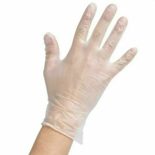 500Pcs Premium Vinyl Disposable Gloves Clear Powdered Powder Free Medium / Large