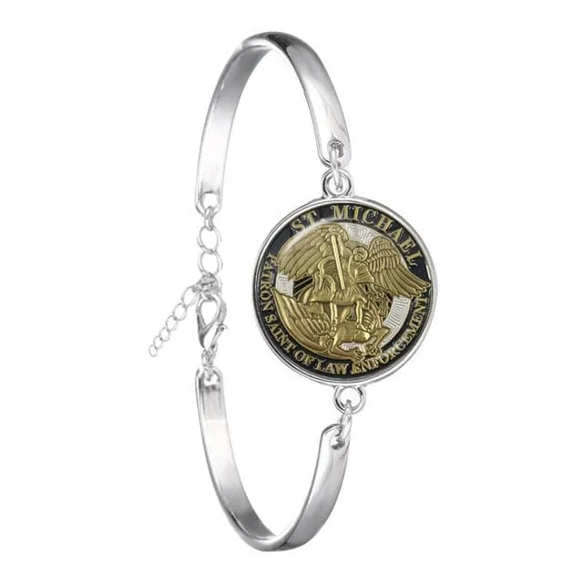 Archangel St.Michael Saint Shield Protection WWJD Charm Bangle