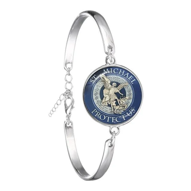 Archangel St.Michael Saint Shield Protection WWJD Charm Bangle