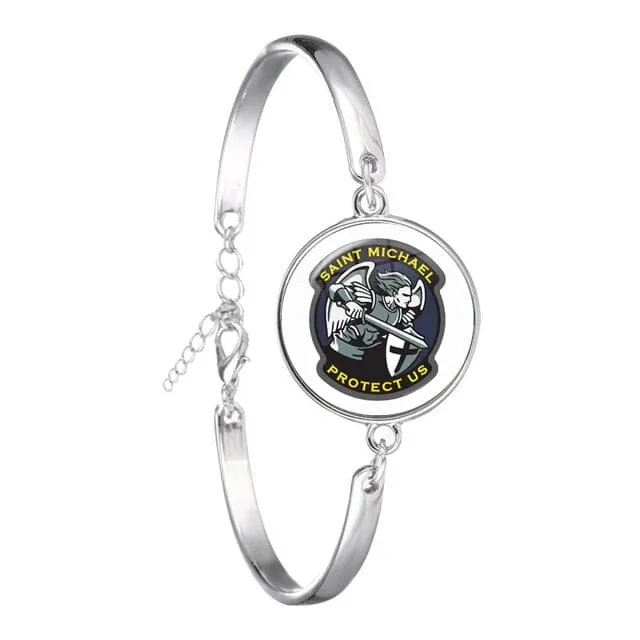 Archangel St.Michael Saint Shield Protection WWJD Charm Bangle