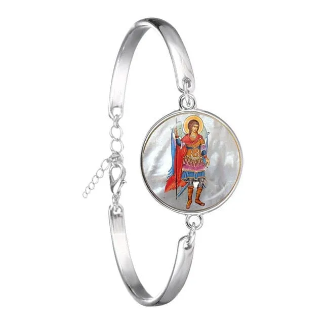 Archangel St.Michael Saint Shield Protection WWJD Charm Bangle