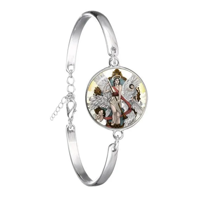Archangel St.Michael Saint Shield Protection WWJD Charm Bangle